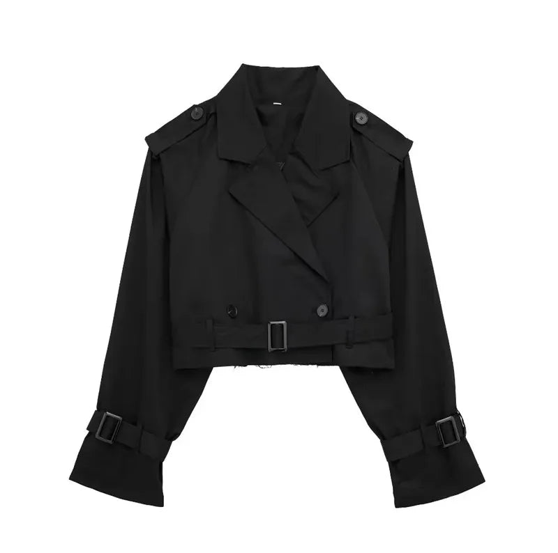 Women's Short Trench Coat | Women | Lightweight Fabric Blend | Double-Breasted | Steven & Levon