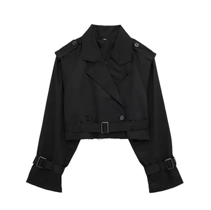 Women's Short Trench Coat | Women | Lightweight Fabric Blend | Double-Breasted | Steven & Levon