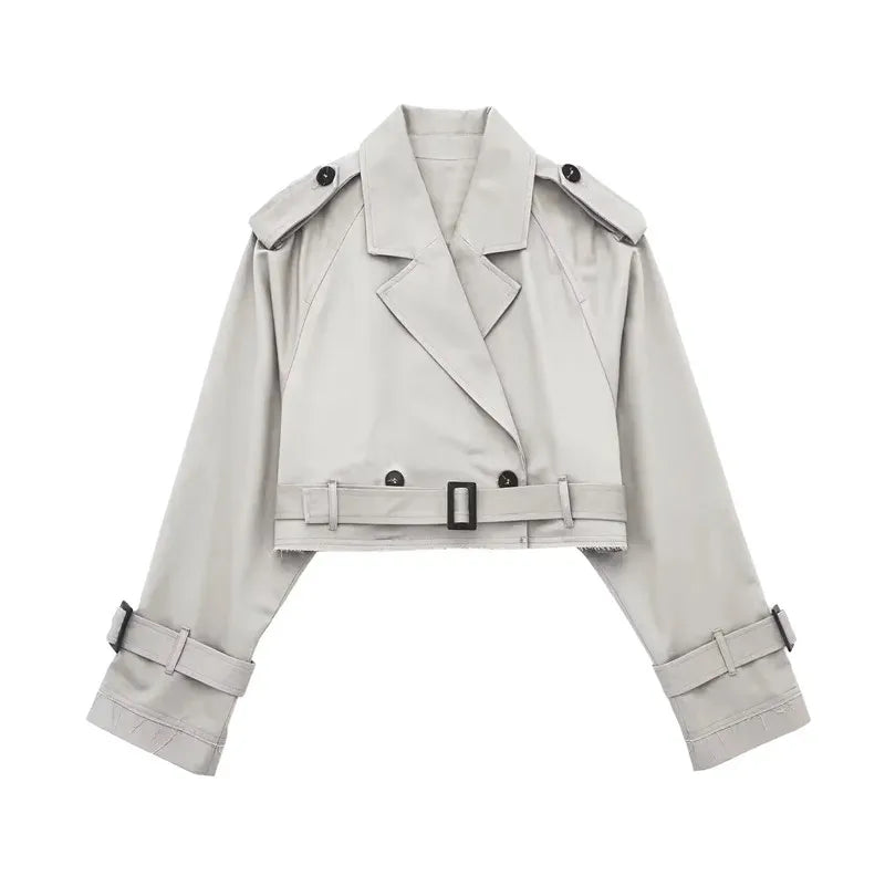 Women's Short Trench Coat | Women | Lightweight Fabric Blend | Double-Breasted | Steven & Levon