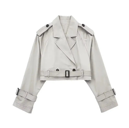 Women's Short Trench Coat | Women | Lightweight Fabric Blend | Double-Breasted | Steven & Levon