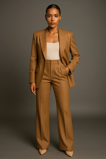 Women's Two-Piece Suit Set | Lapel Blazer & Pants | Elegant Relaxed Fit | Steven & Levon