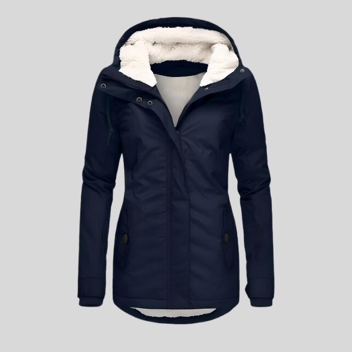 Women's Long Waterproof Winter Jacket | Grey Fleece Lined | Warm Outdoor Coat | Steven & Levon