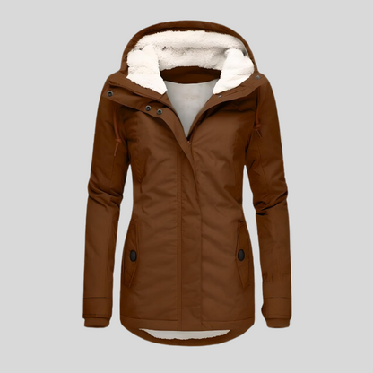 Women's Long Waterproof Winter Jacket | Grey Fleece Lined | Warm Outdoor Coat | Steven & Levon