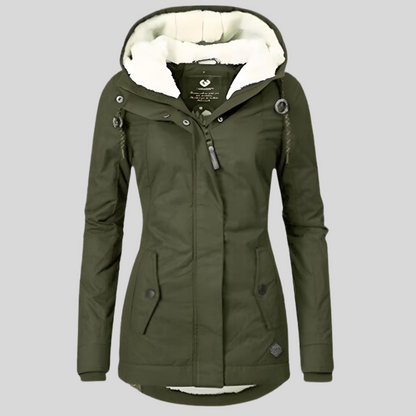Women's Long Waterproof Winter Jacket | Grey Fleece Lined | Warm Outdoor Coat | Steven & Levon