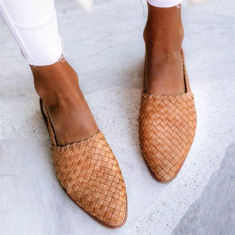 Women's Woven Leather Flats | Ballet Shoes | Women | Breathable Slip-On Comfort | Steven & Levon