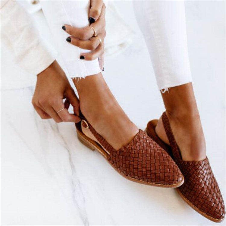 Women's Woven Leather Flats | Ballet Shoes | Women | Breathable Slip-On Comfort | Steven & Levon