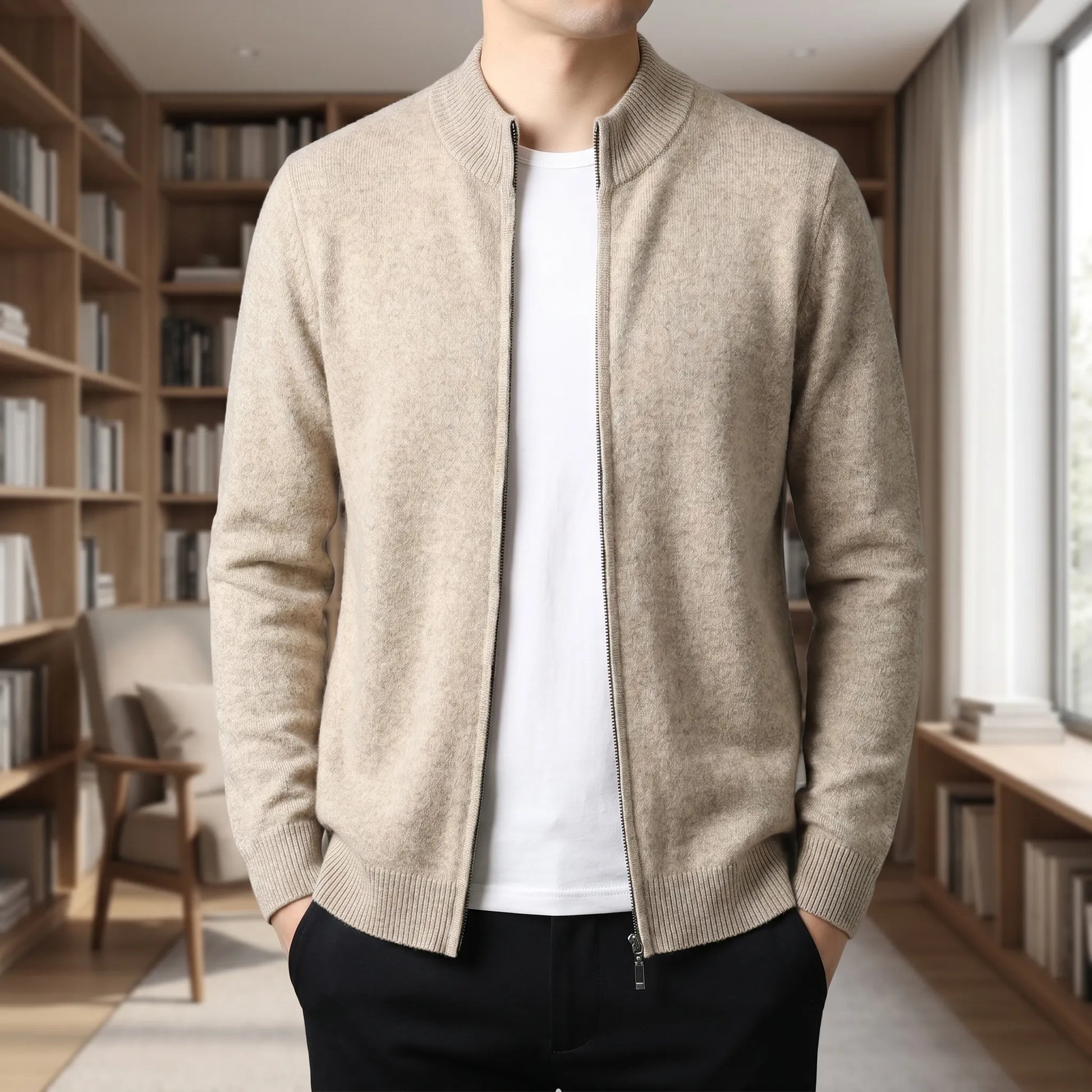 Woolven - Zip-Through Knitted Cardigan For Men  Layering In Cooler Weather