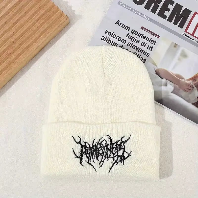 Knit Beanie | Unisex Warm Acrylic Winter Hat Gothic Punk Street Style | Steven & Levon