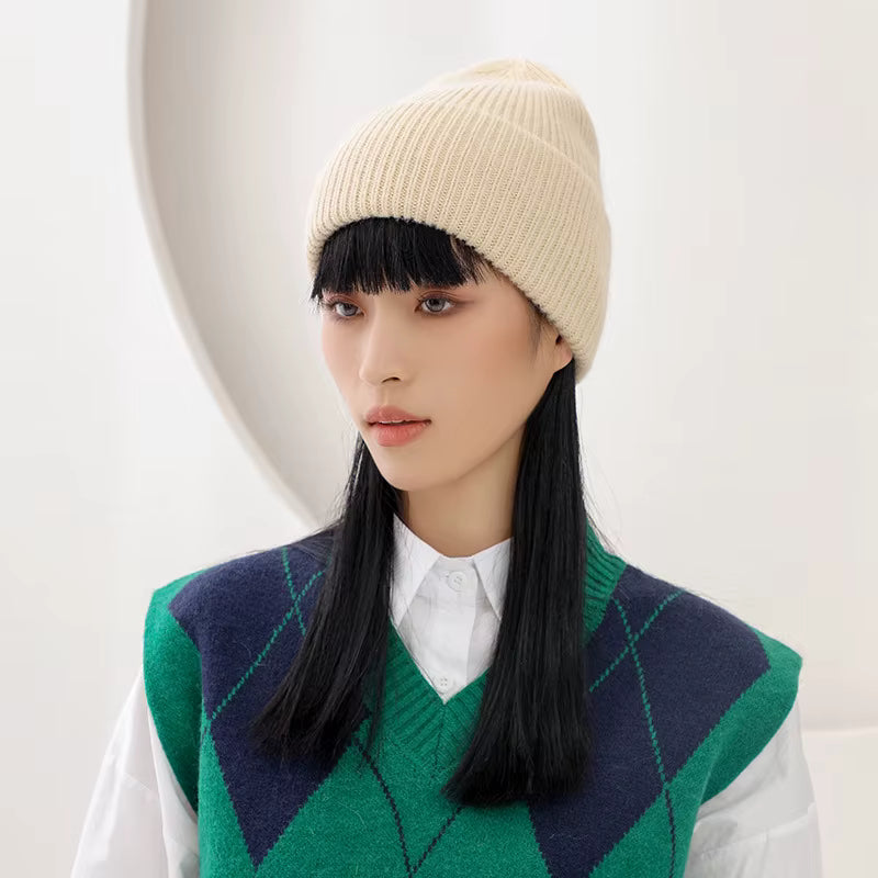 Rabbit Hair Hoodie | Women's Warm Knitted Winter Hat Solid Color Hood | Steven & Levon