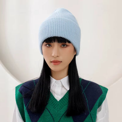 Rabbit Hair Hoodie | Women's Warm Knitted Winter Hat Solid Color Hood | Steven & Levon