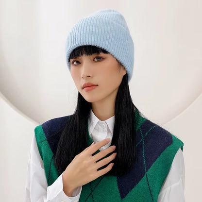 Rabbit Hair Hoodie | Women's Warm Knitted Winter Hat Solid Color Hood | Steven & Levon