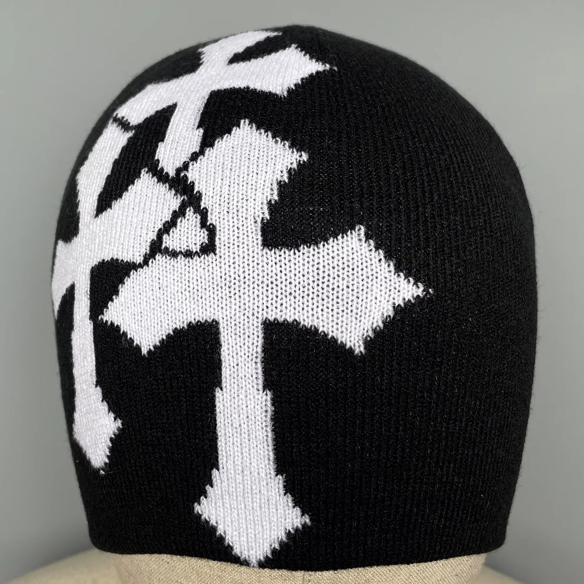 Jacquard Knitted Beanie | Unisex | Knitted Yarn | Crucifix Pattern Hip Hop Streetwear | Steven & Levon