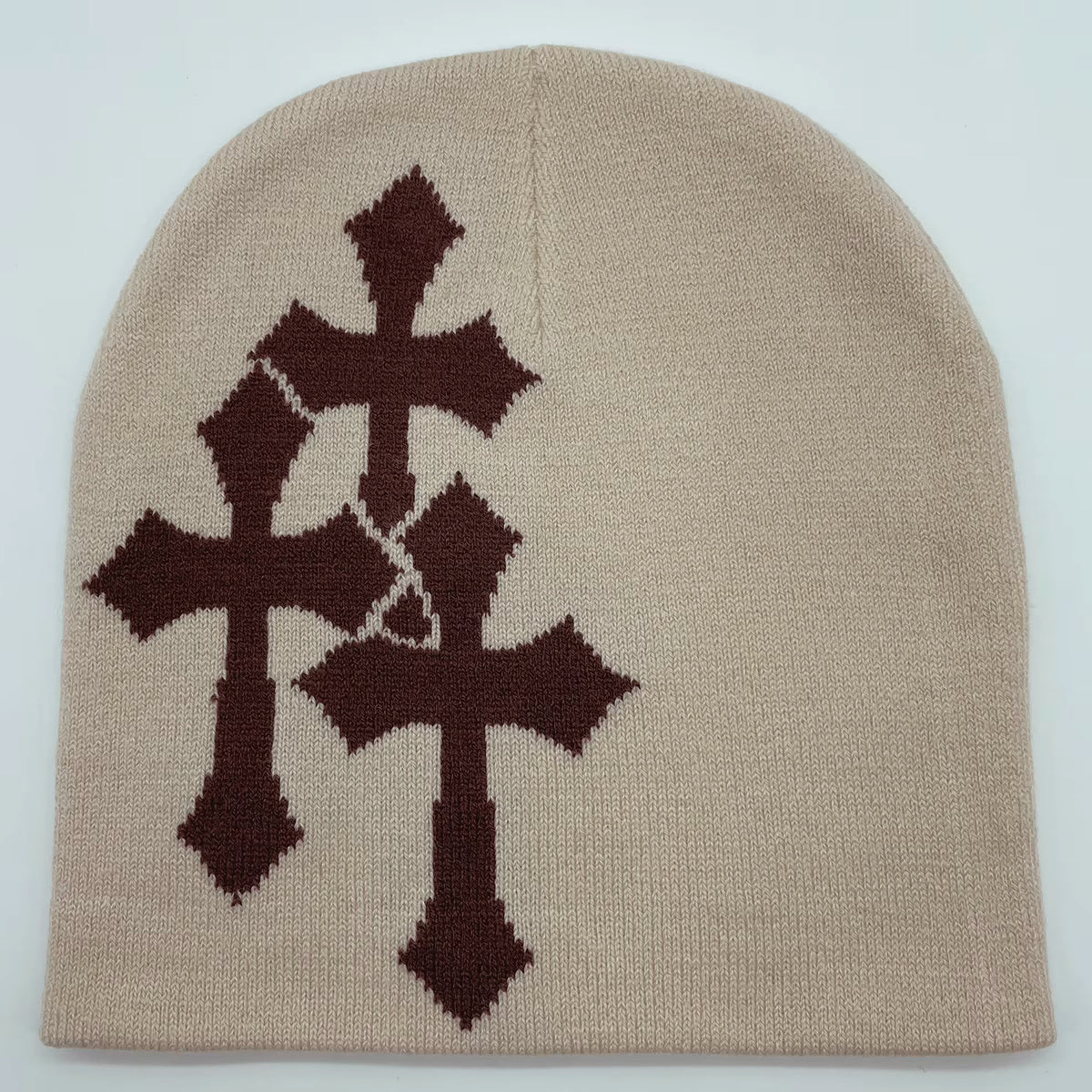 Jacquard Knitted Beanie | Unisex | Knitted Yarn | Crucifix Pattern Hip Hop Streetwear | Steven & Levon