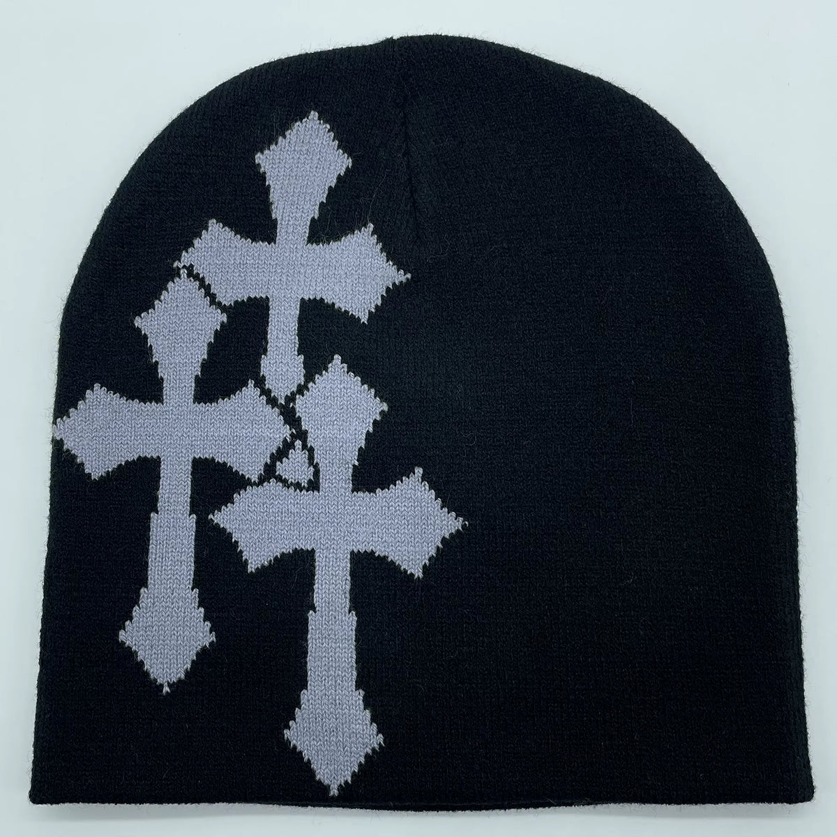 Jacquard Knitted Beanie | Unisex | Knitted Yarn | Crucifix Pattern Hip Hop Streetwear | Steven & Levon