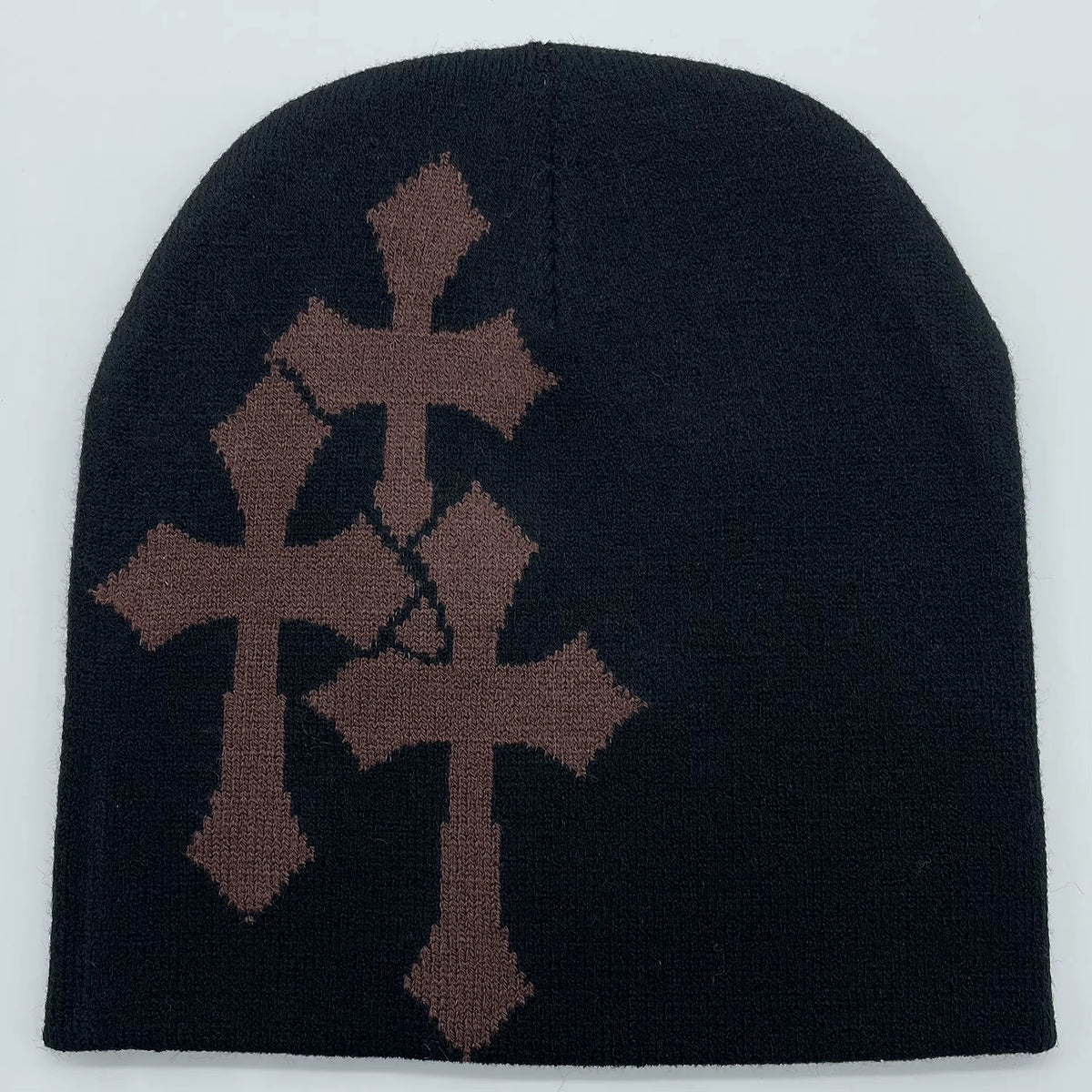 Jacquard Knitted Beanie | Unisex | Knitted Yarn | Crucifix Pattern Hip Hop Streetwear | Steven & Levon
