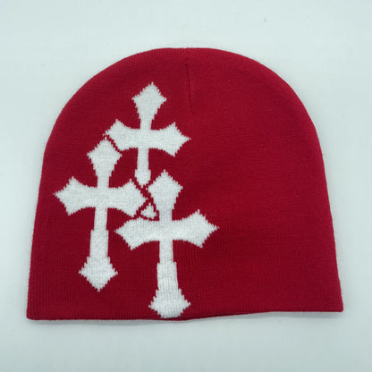 Jacquard Knitted Beanie | Unisex | Knitted Yarn | Crucifix Pattern Hip Hop Streetwear | Steven & Levon