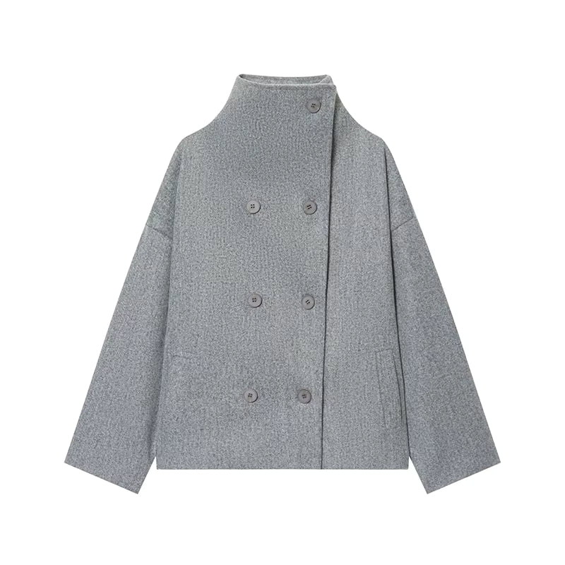 Women's Wool Coat | High Neck | Double Breasted | Loose Fit | Winter Outerwear | Steven & Levon