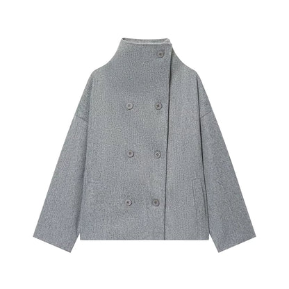 Women's Wool Coat | High Neck | Double Breasted | Loose Fit | Winter Outerwear | Steven & Levon