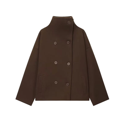 Women's Wool Coat | High Neck | Double Breasted | Loose Fit | Winter Outerwear | Steven & Levon