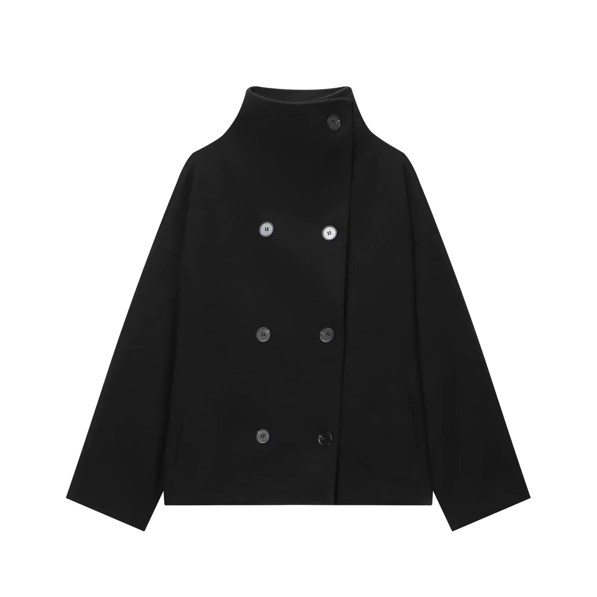 Women's Wool Coat | High Neck | Double Breasted | Loose Fit | Winter Outerwear | Steven & Levon