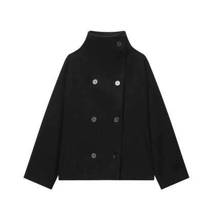 Women's Wool Coat | High Neck | Double Breasted | Loose Fit | Winter Outerwear | Steven & Levon