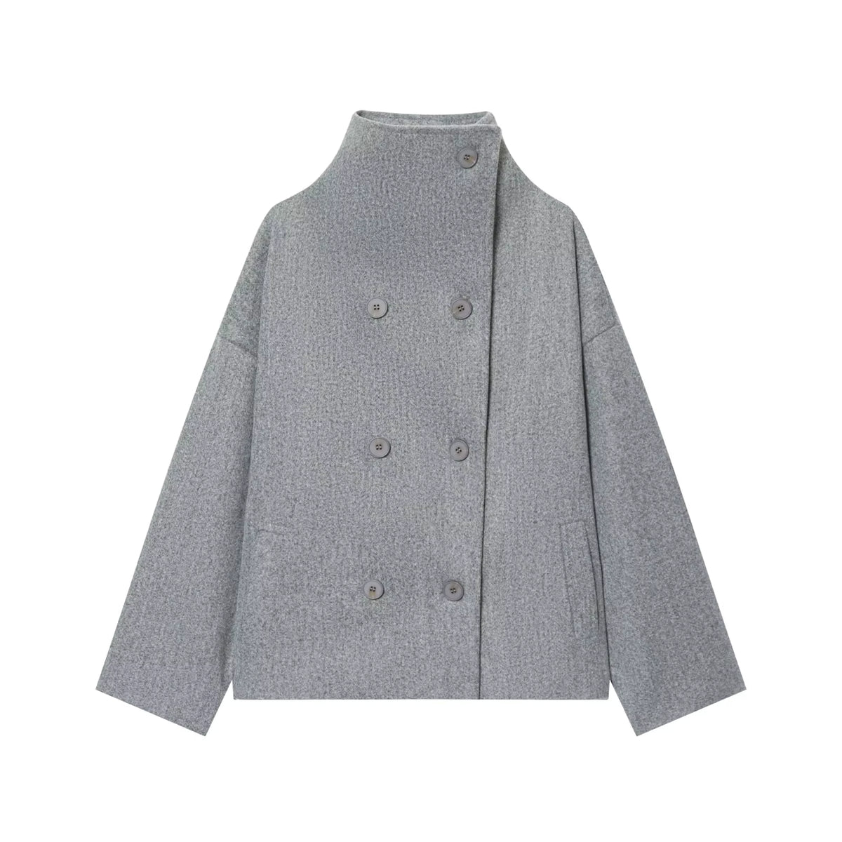 Women's Wool Coat | High Neck | Double Breasted | Loose Fit | Winter Outerwear | Steven & Levon