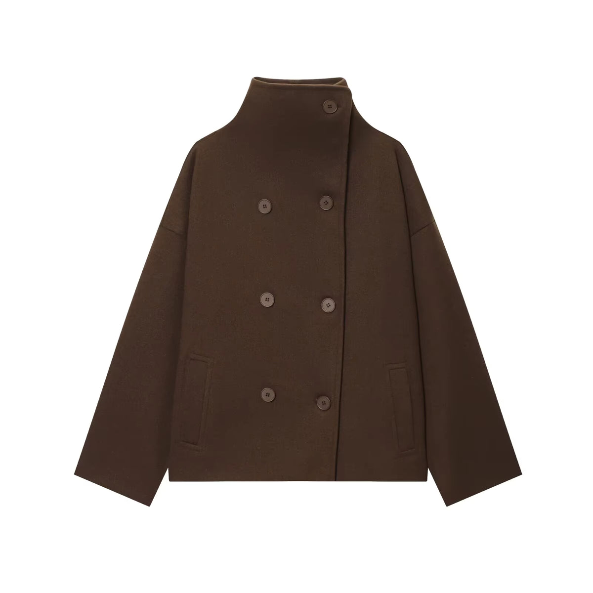 Women's Wool Coat | High Neck | Double Breasted | Loose Fit | Winter Outerwear | Steven & Levon