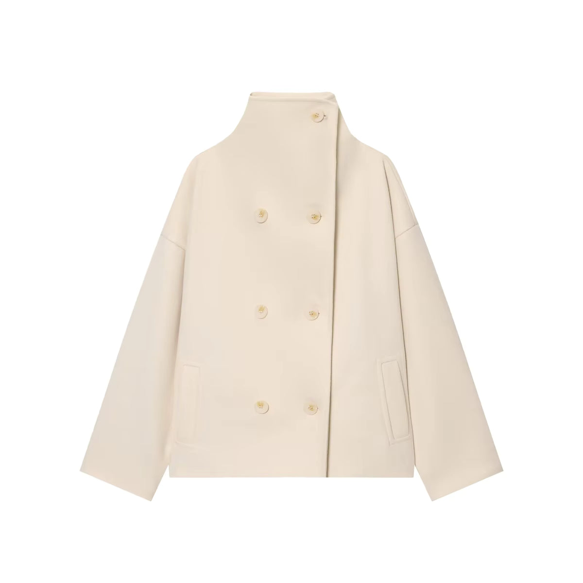 Women's Wool Coat | High Neck | Double Breasted | Loose Fit | Winter Outerwear | Steven & Levon