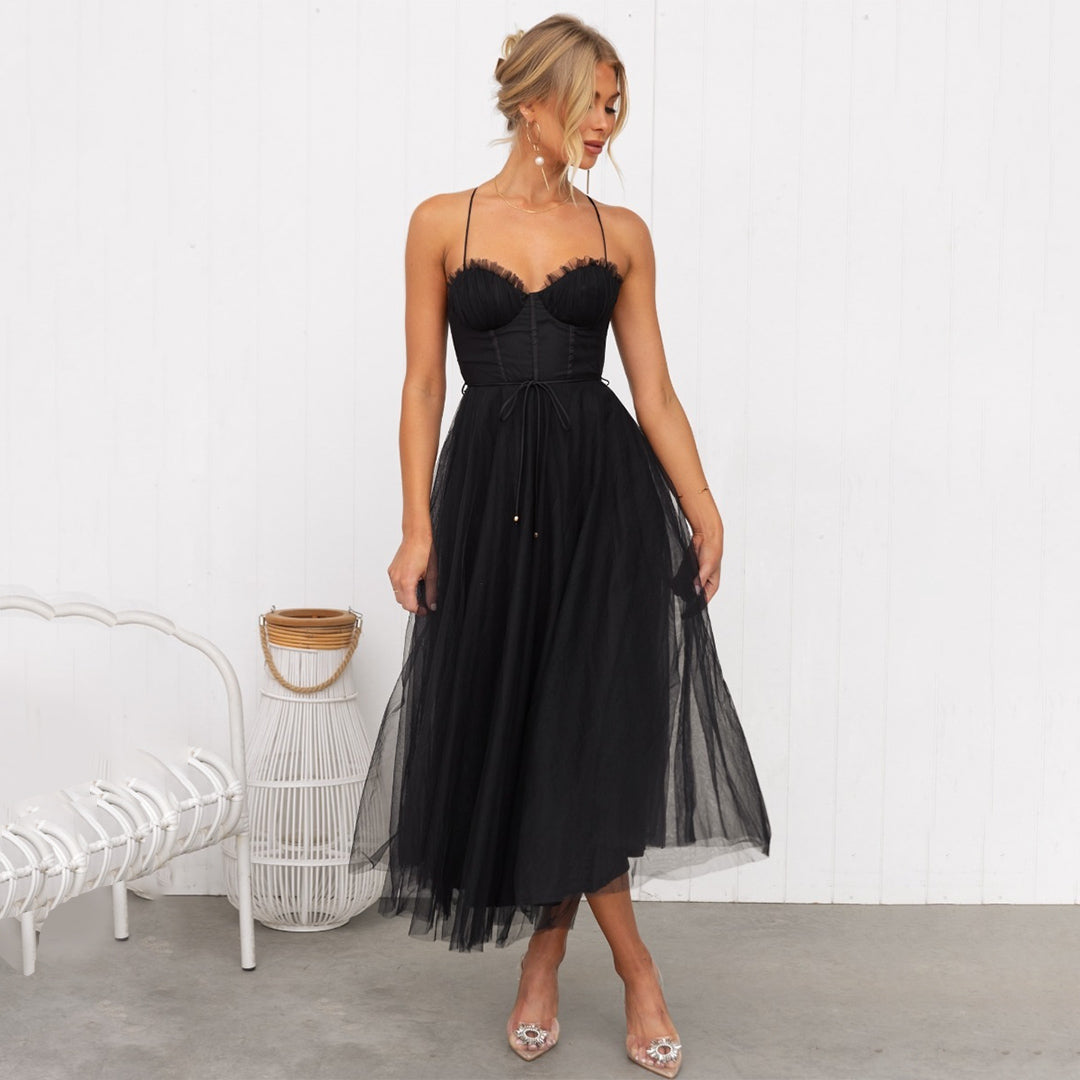 Women's Corset Tulle Midi Dress | Lightweight Occasion Dress | Steven & Levon