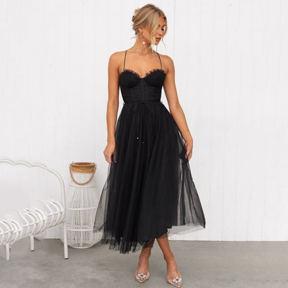 Women's Corset Tulle Midi Dress | Lightweight Occasion Dress | Steven & Levon