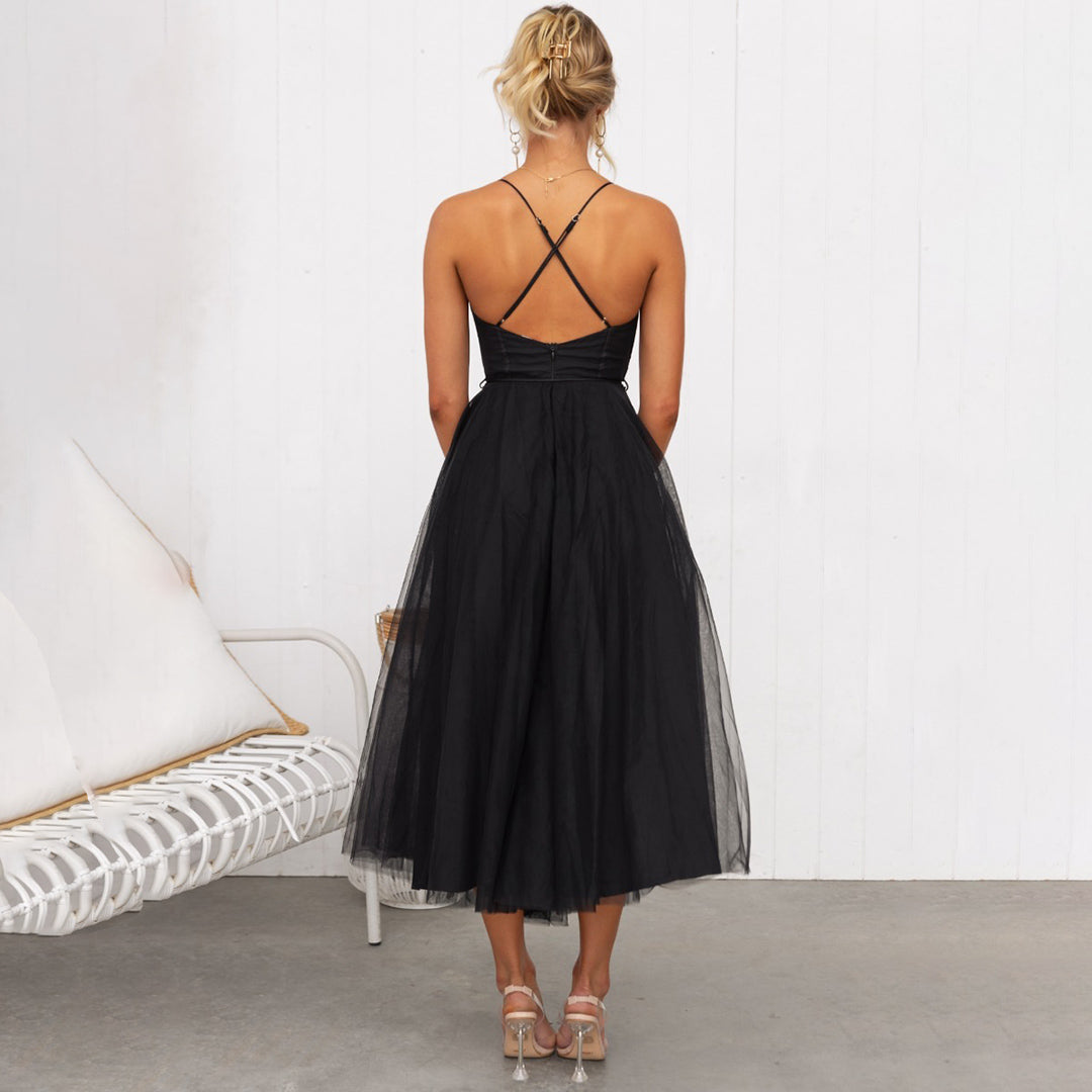 Women's Corset Tulle Midi Dress | Lightweight Occasion Dress | Steven & Levon