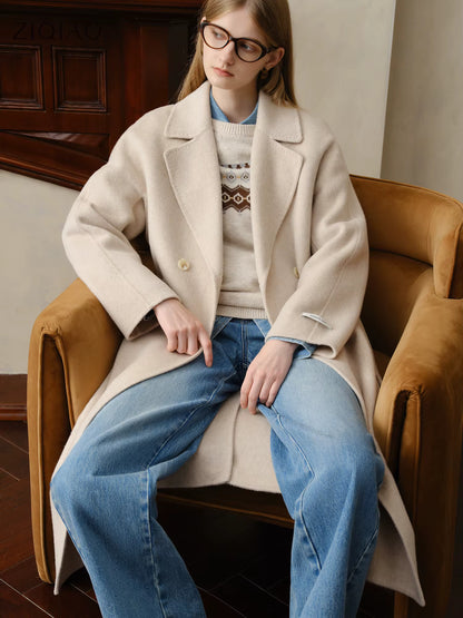 Women's Wool Overcoat | Suit Collar | Double Breasted | Long Coat | Winter Coat | Steven & Levon
