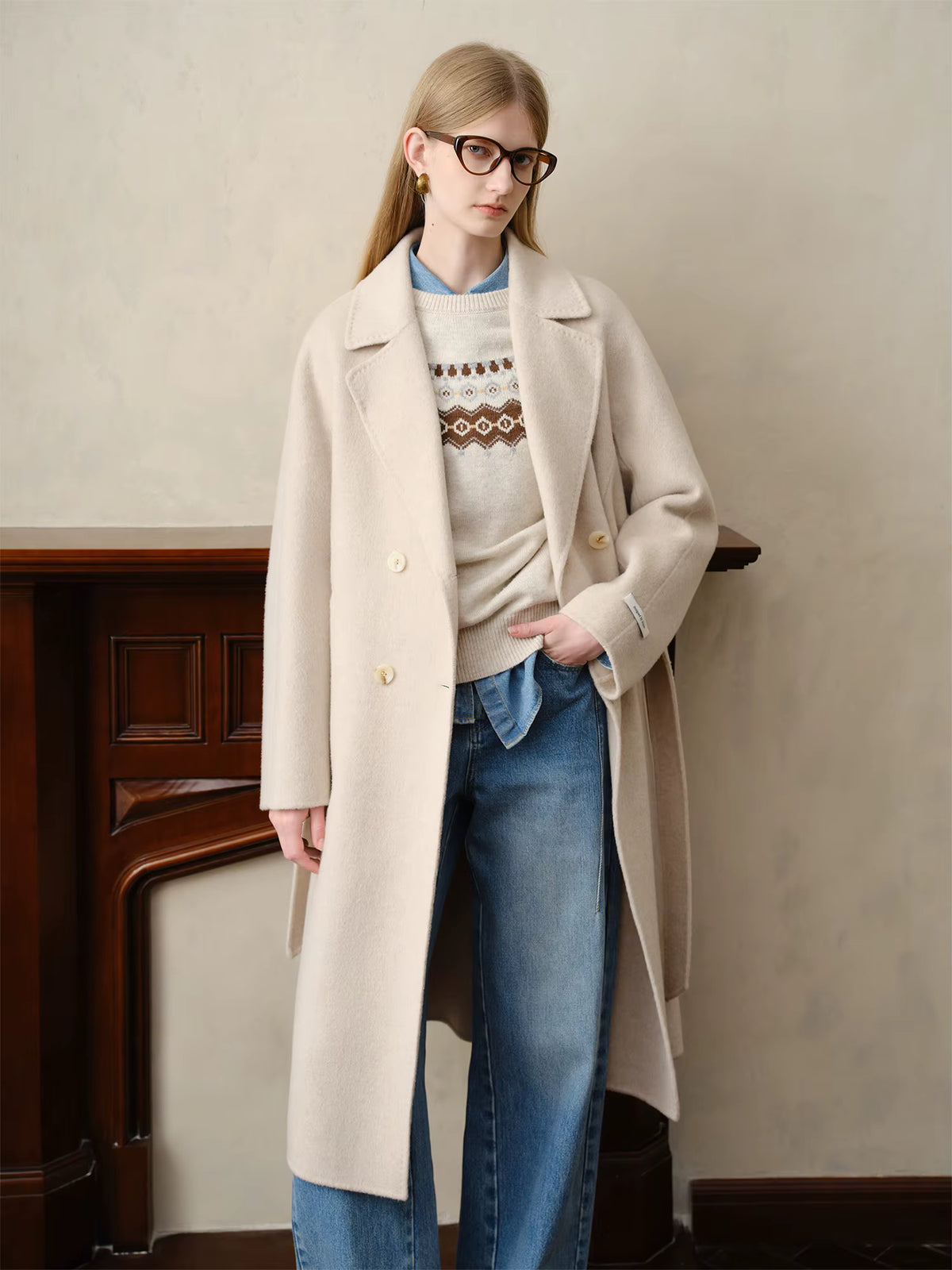 Women's Wool Overcoat | Suit Collar | Double Breasted | Long Coat | Winter Coat | Steven & Levon