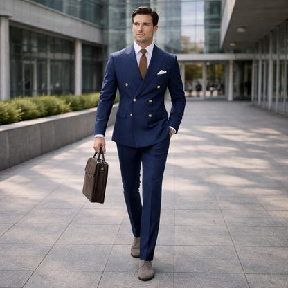 Dapavio | Business Suit Men | Double Breasted Slim Fit