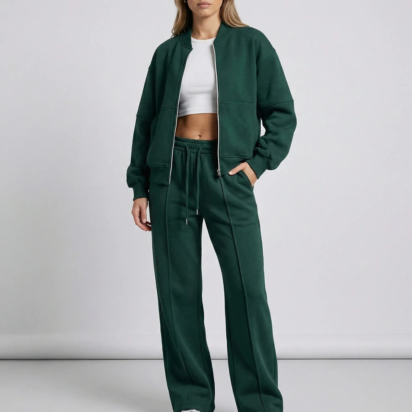 Women's Two-Piece Zip-Up Set | Jacket & Trousers | Regular Fit | Steven & Levon