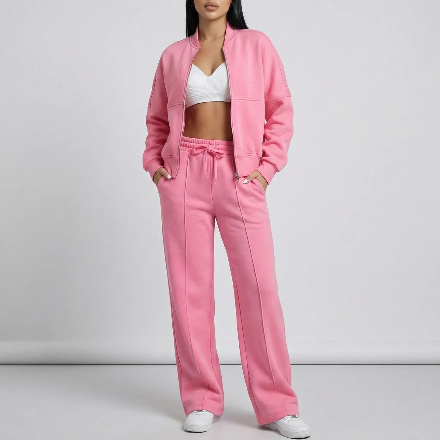 Women's Two-Piece Zip-Up Set | Jacket & Trousers | Regular Fit | Steven & Levon