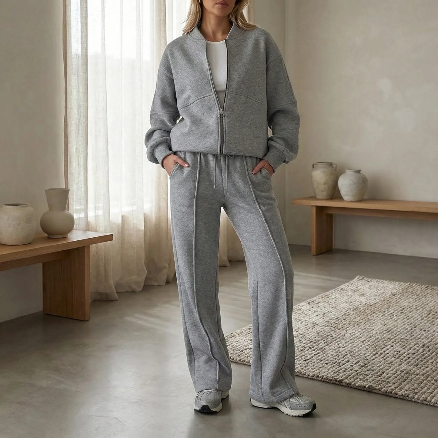 Women's Two-Piece Zip-Up Set | Jacket & Trousers | Regular Fit | Steven & Levon