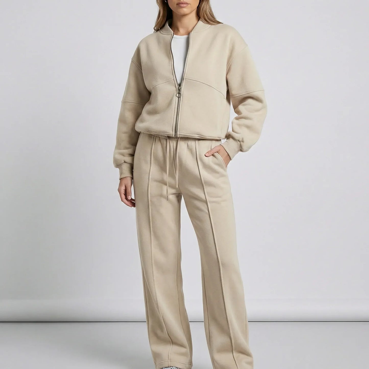 Women's Two-Piece Zip-Up Set | Jacket & Trousers | Regular Fit | Steven & Levon