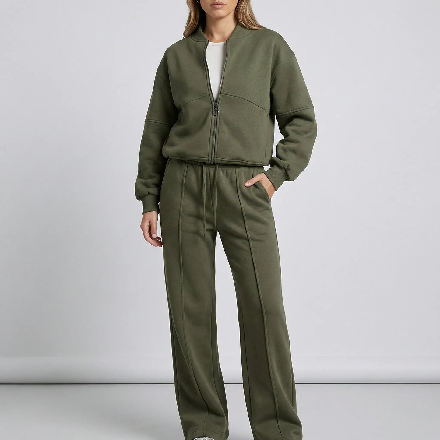 Women's Two-Piece Zip-Up Set | Jacket & Trousers | Regular Fit | Steven & Levon