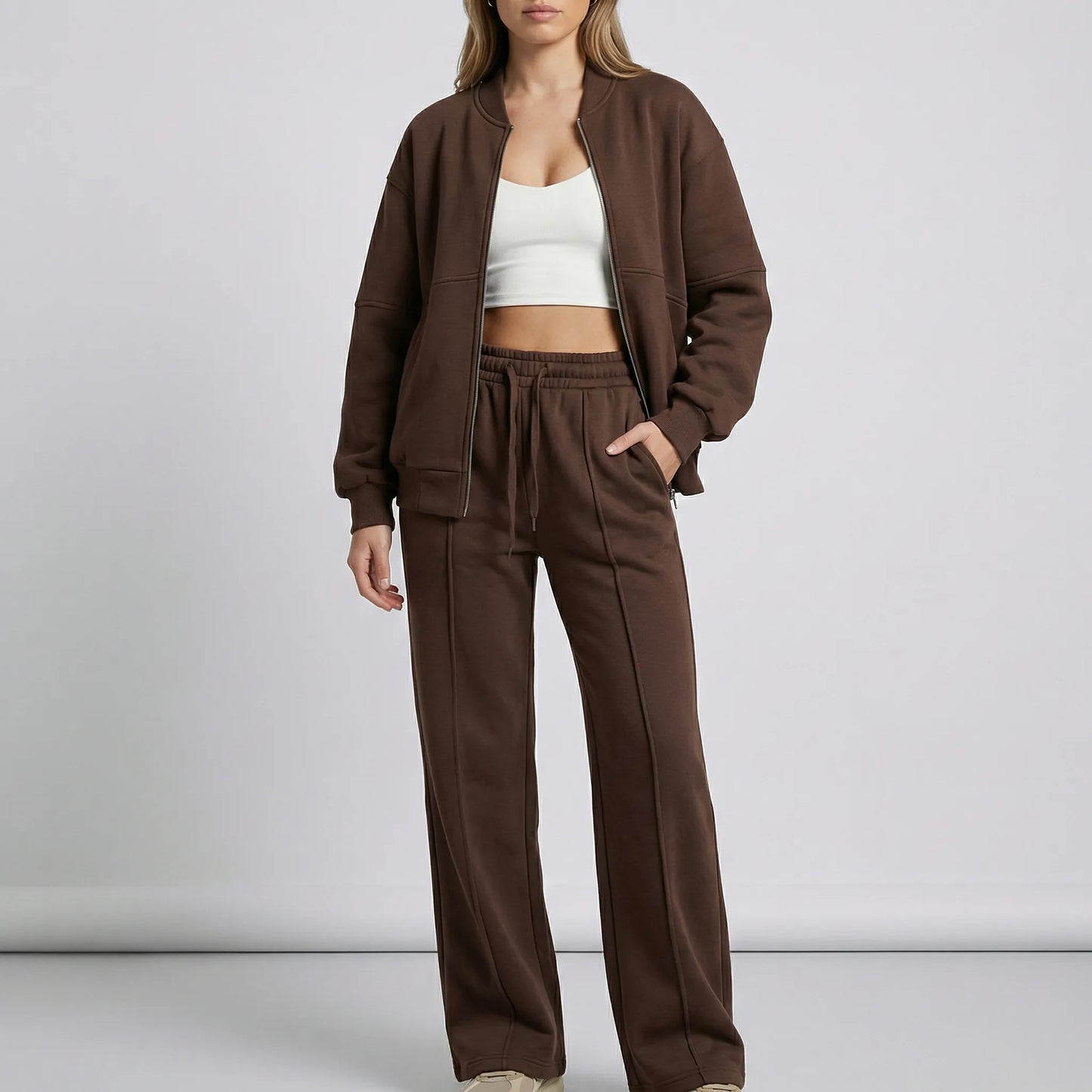 Women's Two-Piece Zip-Up Set | Jacket & Trousers | Regular Fit | Steven & Levon