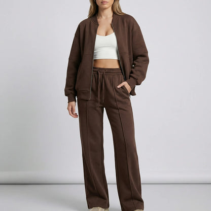 Women's Two-Piece Zip-Up Set | Jacket & Trousers | Regular Fit | Steven & Levon