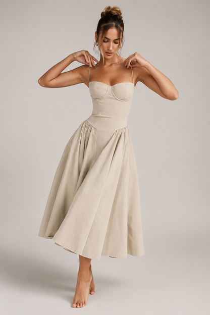 Corset Strappy Midi Dress | Women’s Wedding Guest Occasion Dress | Steven & Levon