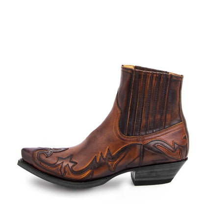 Men's Cowboy Boots | Vintage Western Style | Stitched Detail Ankle Boots | Steven & Levon