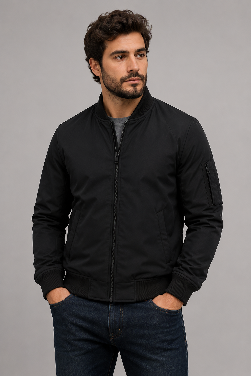 Men's Zip-Up Jacket | Men | Ribbed Cuffs | Casual Lightweight Coat | Steven & Levon