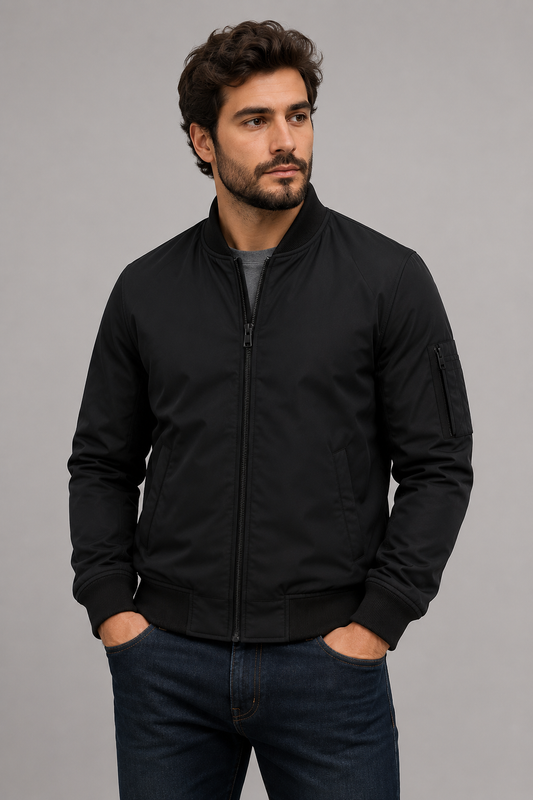 Men's Zip-Up Jacket | Men | Ribbed Cuffs | Casual Lightweight Coat | Steven & Levon