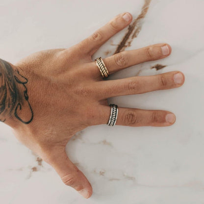 Rope Ring | Gold or Silver | Unisex | Stainless Steel | Twisted Rope Design | Classic Style | Steven & Levon