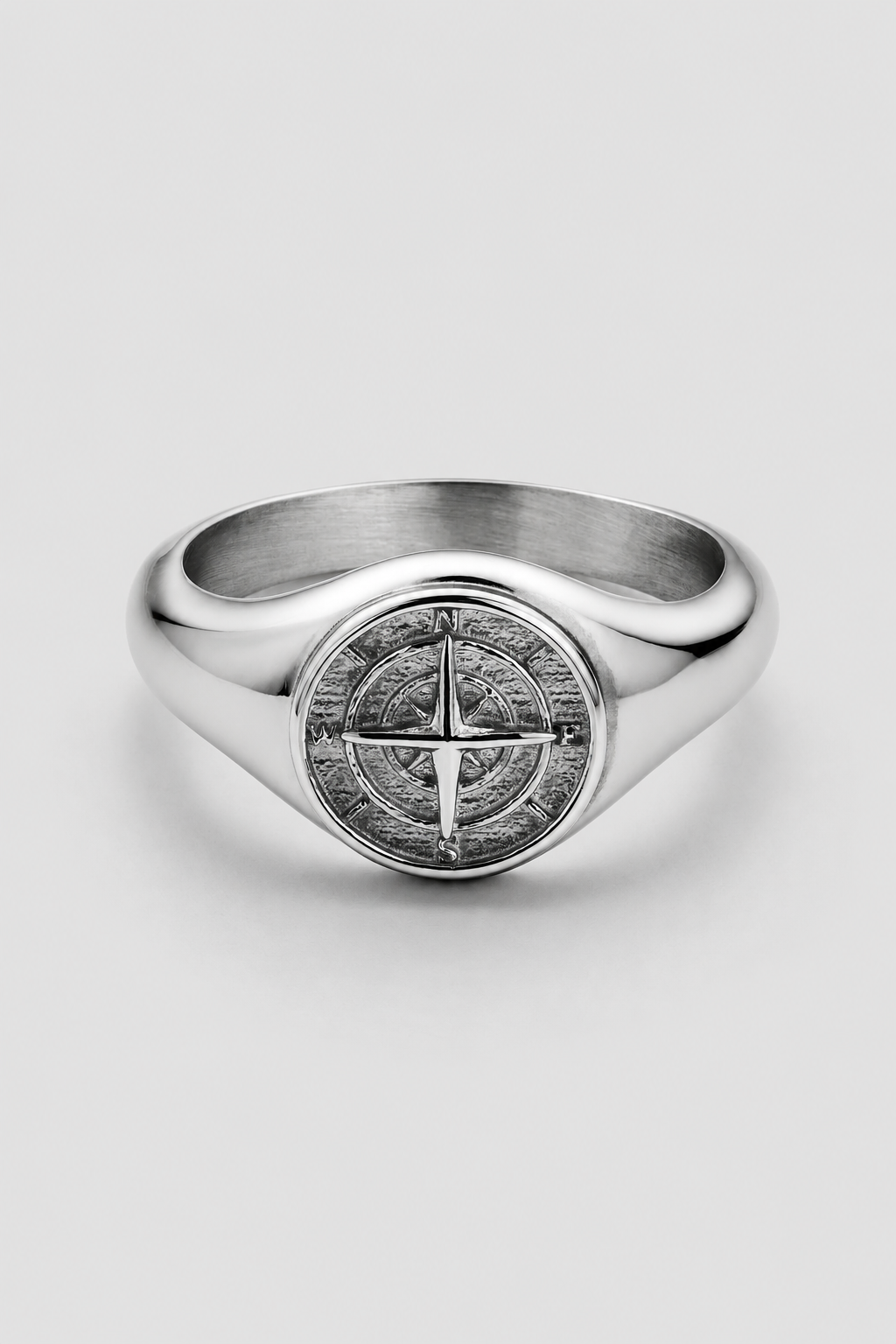 Compass Signet Ring | Gold or Silver | Unisex | Stainless Steel | Compass Design | Steven & Levon