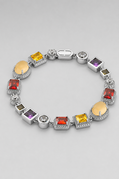 Gemstone Bracelet | Men | Stainless Steel | Silver & Gold | Crystal Stone Design | Steven & Levon