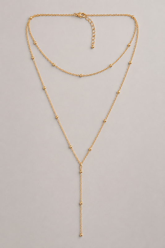 Elegant Golden Button Necklace | Women's Pendant Necklace | Gold-Plated Stainless Steel | Minimalist Everyday Jewellery | Steven & Levon