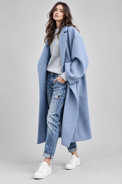 Women's Oversized Wool Blend Coat | Long Warm Winter Outerwear | Relaxed Fit Jacket | Steven & Levon